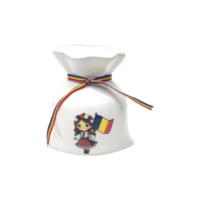 Fetita cu steag, pusculita suvenir sac, model p49-7